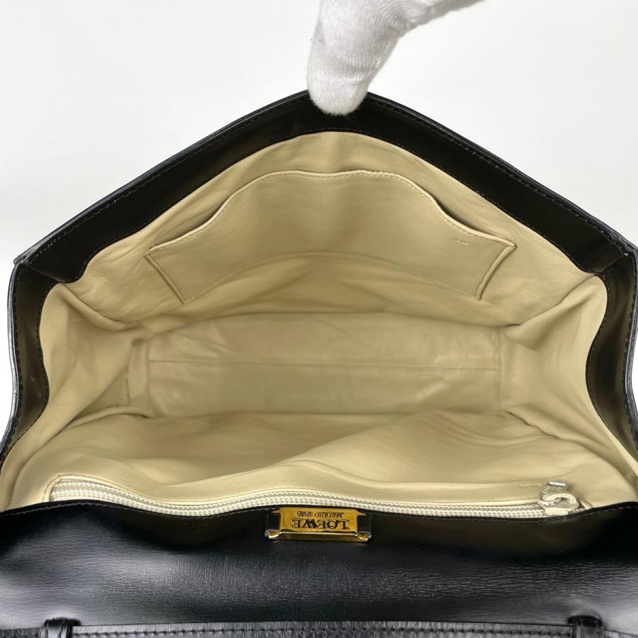 【美品】LOEWE ハンドバッグ　ブラック　レザー　アナグラム　2way可 LOEWE（ロエベ） アナグラム ハンドバッグ 2WAY レザー ブラック
