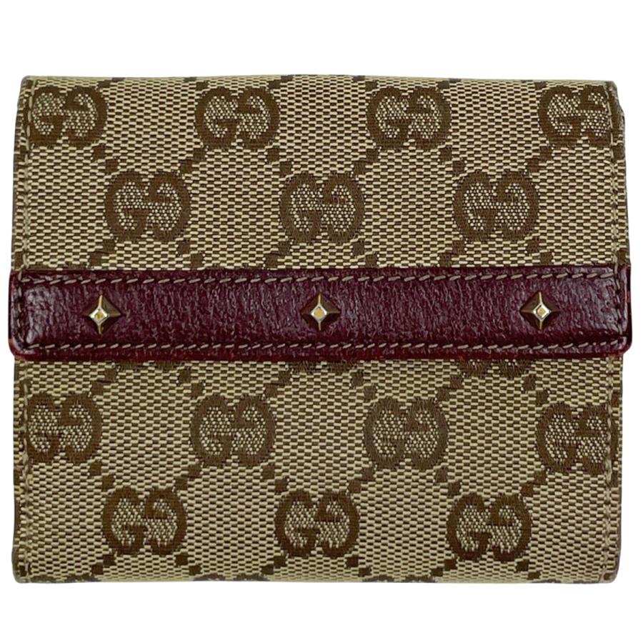 ✨美品✨ グッチ 二つ折り財布 GGキャンバス シボレザー ラウンドジップ 緑 GUCCI（グッチ） GUCCI GG柄 二つ折り財布 GGキャンバス ブラウン