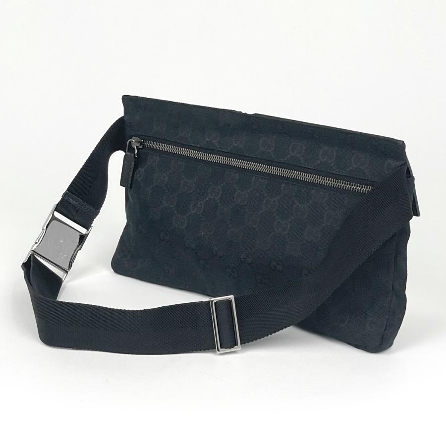 【美品】グッチ ウエストポーチ GG柄 キャンバス ブラック ウエストポーチ GUCCI（グッチ） GUCCI GG柄 ウエストバッグ ウエストポーチ ボディ