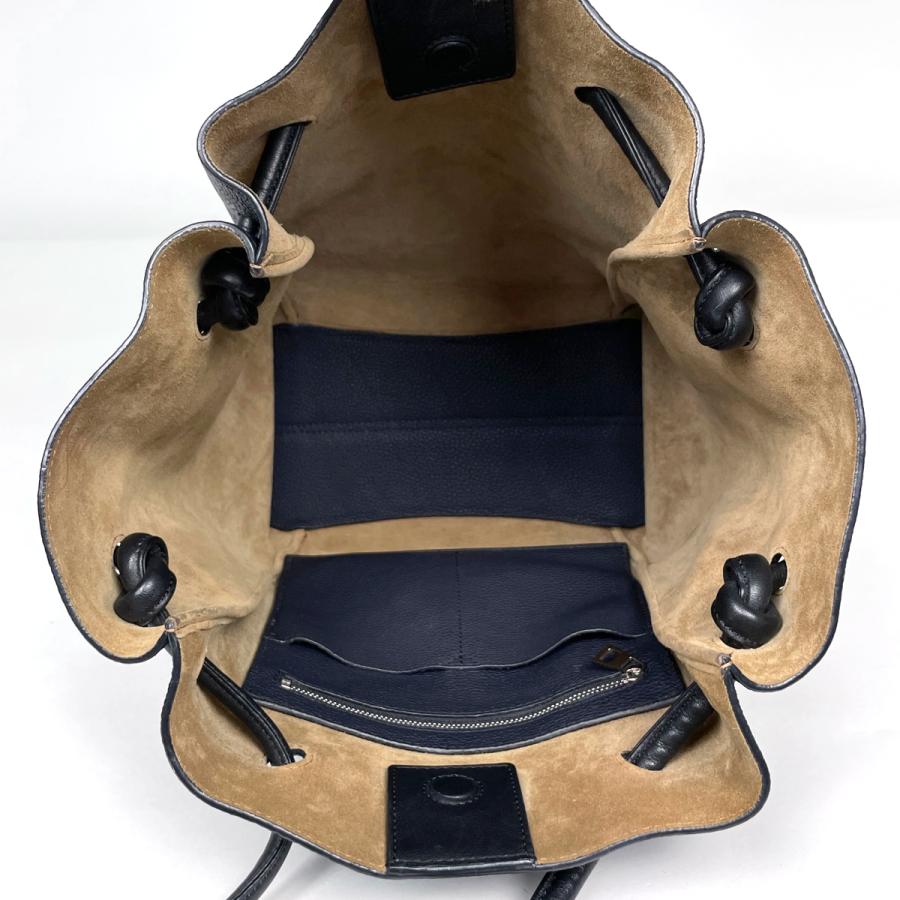 ロエベ　フラメンコ ノット　アナグラム　トートバッグ　レザー　紺色　ネイビー LOEWE（ロエベ） トートバッグ フラメンコ ノット スモール 巾着型
