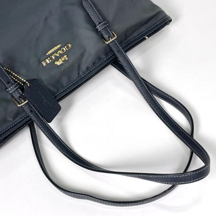 COACH（コーチ） ロゴ トートバッグ ナイロン グレー ネイビー F25907
