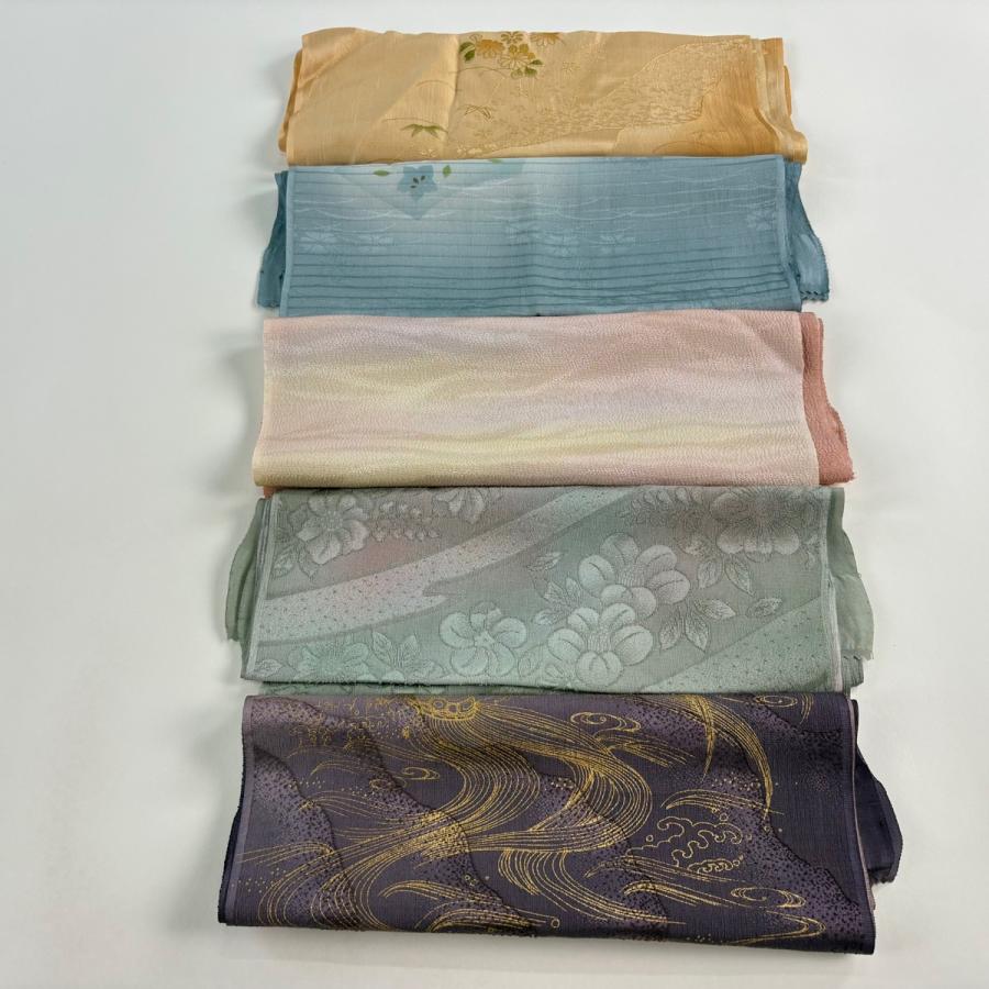 帯揚げ 優品 帯揚げ5枚セット 灰緑 正絹 和装小物 中古 : リユース 
