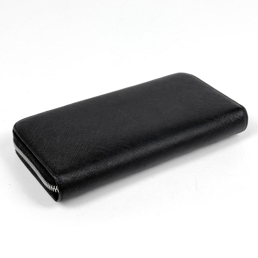 プラダ ラウンドファスナー サフィアーノ レザー ネロ ブラック 長財布 2ML317  中古 PRADA（プラダ） ロゴ ラウンドファスナー 長財布 サフィアーノレザー