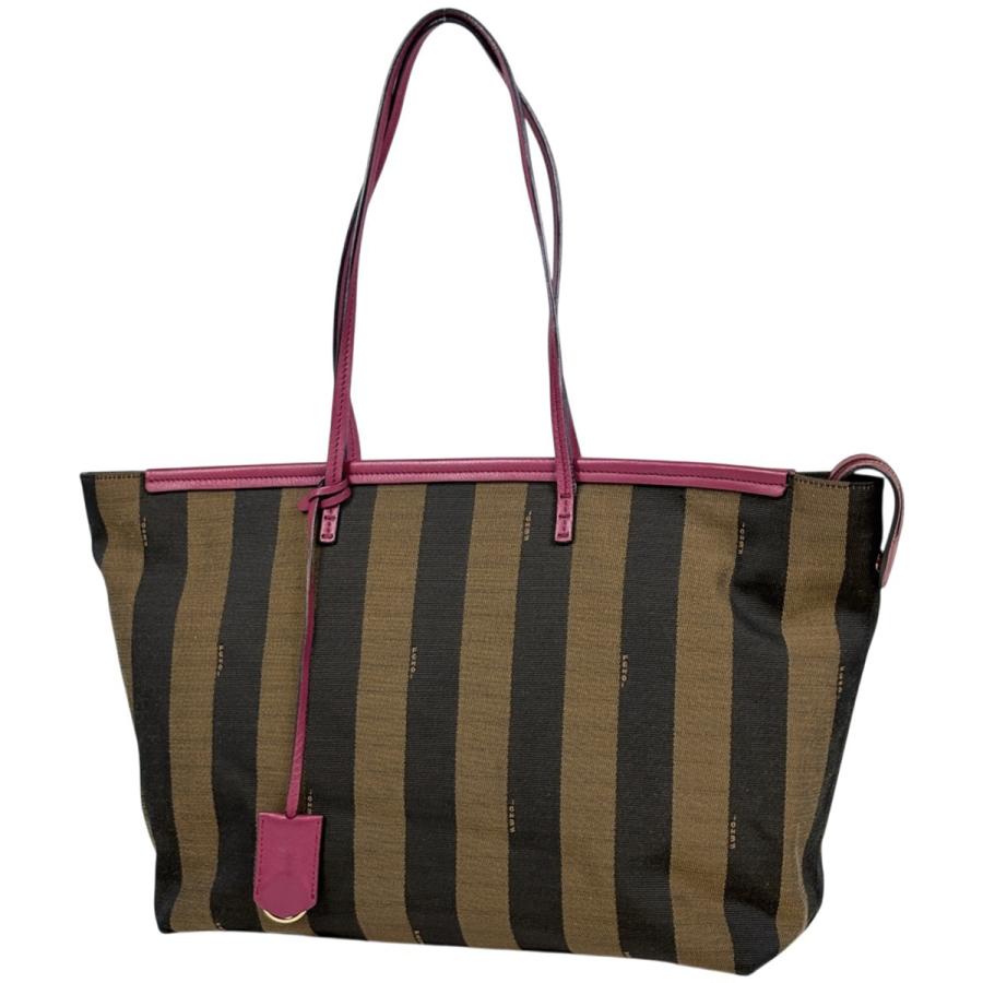 FENDI フェンディ ペカン柄 トートバッグ キャンバス レザー ヴィンテージ FENDI（フェンディ） ペカン柄 トートバッグ キャンバス ブラウン