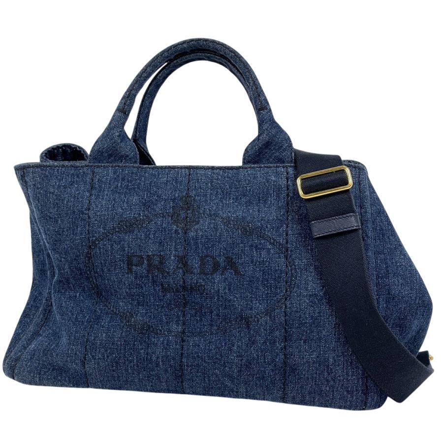 PRADA カナパ デニム トートバッグ ネイビー Sサイズ ハンドバッグ PRADA（プラダ） カナパ トート 2WAY ハンドバッグ デニム ネイビー