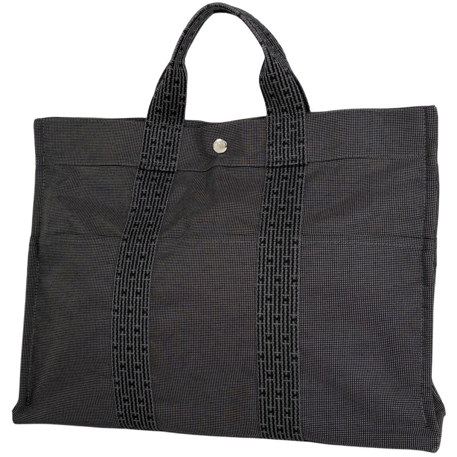 【美中古】HERMES(エルメス) エールライントートMM / グレー HERMES（エルメス） エールライン トートMM ハンドバッグ ナイロン