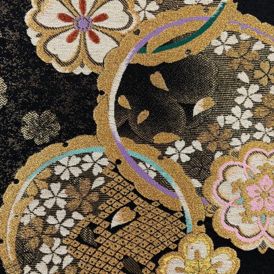美品】 振袖 身丈163cm 裄丈66.5cm M 袷 牡丹 菊 金糸 金彩 黒