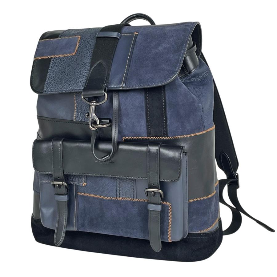 COACH（コーチ） ロゴ リュックサック バックパック レザー ネイビー