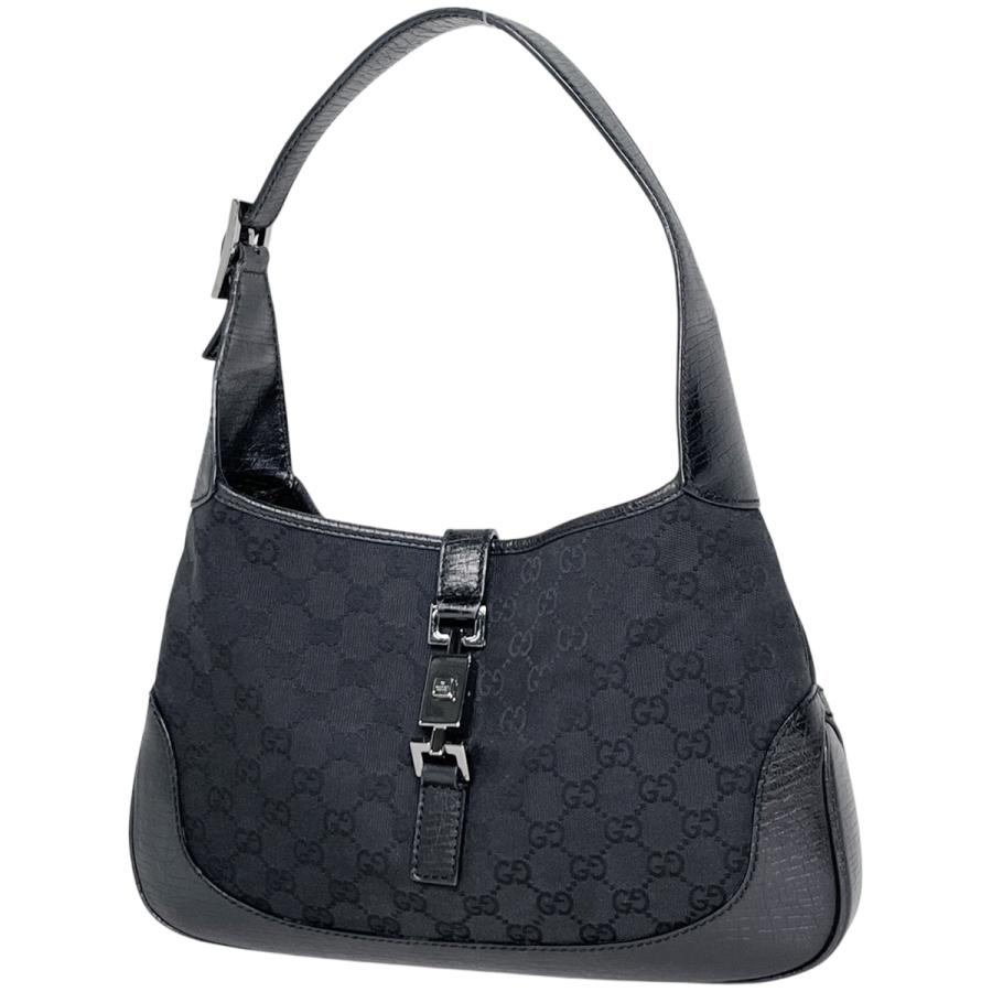 GUCCI / グッチ　ワンショルダー　GG柄　ジャッキー金具　黒　※保存袋付き GUCCI（グッチ） ジャッキーライン ショルダーバッグ GG柄 ワン