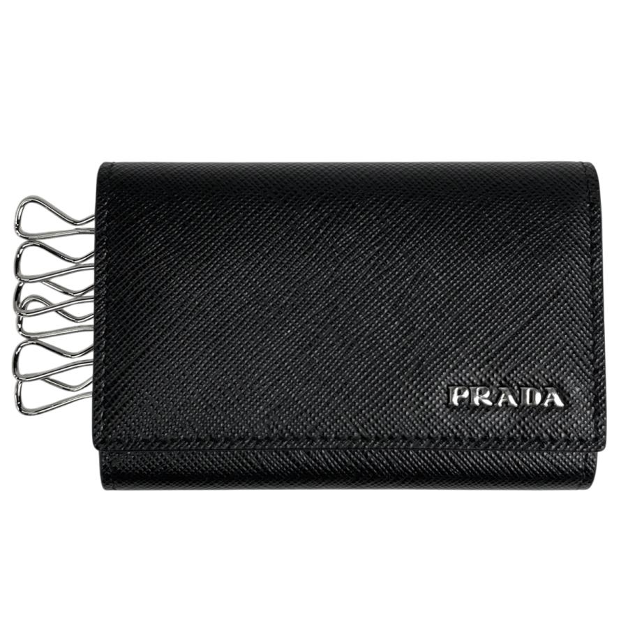 PRADA キーリング付キーケース　ケース PRADA（プラダ） ロゴ 6連 キーケース キーリング 鍵入れ レザー ネロ