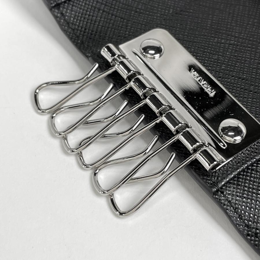 PRADA（プラダ） ロゴ 6連 キーケース キーリング 鍵入れ レザー ネロ