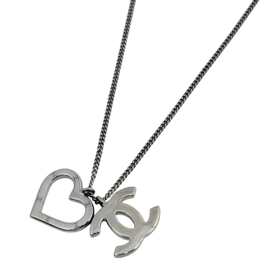 【美品】CHANELシャネル ココマーク ハート ネックレス シルバー CHANEL（シャネル） ココマーク ネックレス ハート シルバーメッキ
