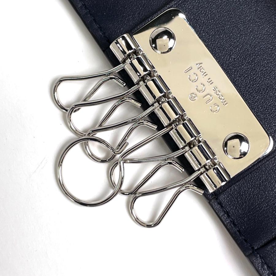 未使用品　GUCCI グッチ 6連キーケース メタリックネイビー　リボン GUCCI（グッチ） マイクログッチシマ 6連 キーケース 鍵入れ
