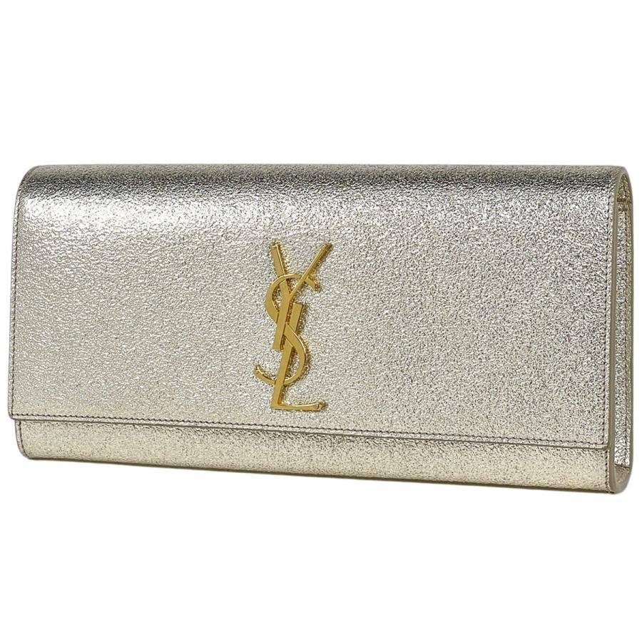 美品　イブサンローラン　ショルダーバッグ ハンドバッグ ゴールド　クラッチ Yves Saint Laurent（イヴ・サンローラン） ロゴ クラッチバッグ YSL