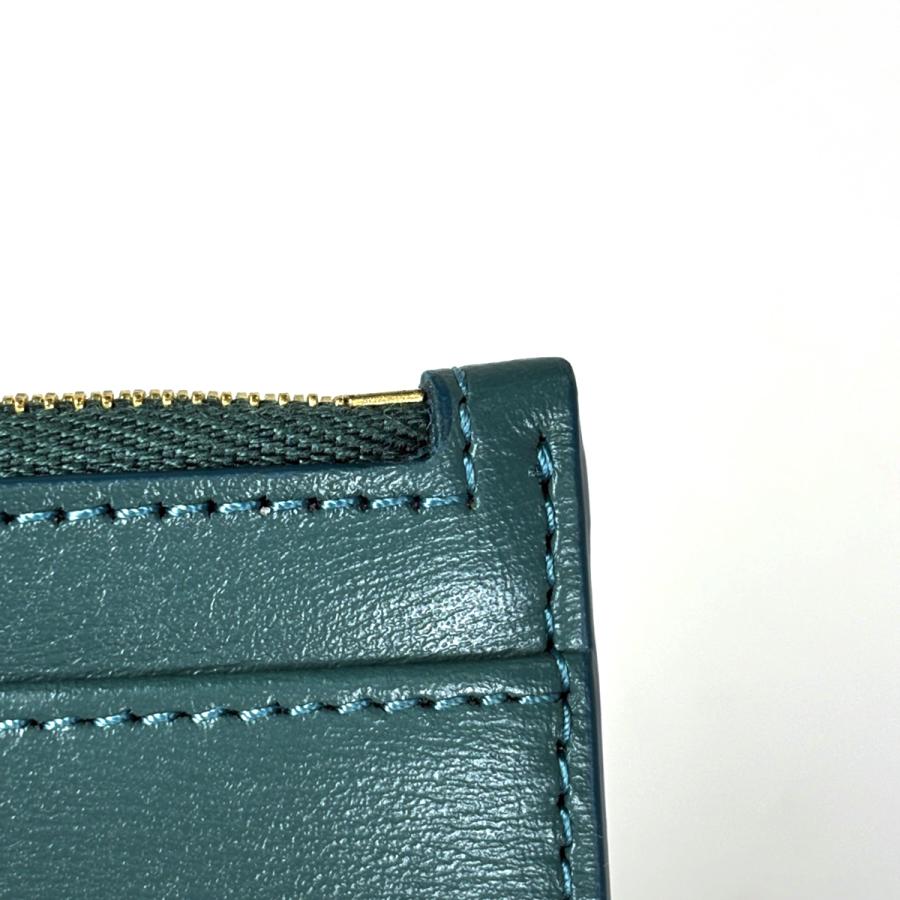 CELINE（セリーヌ） ジップ付き カードホルダー レザー グリーン