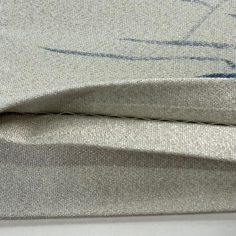 袋帯 逸品 落款あり 鳥獣戯画 銀糸 銀色 お太鼓柄 正絹 中古