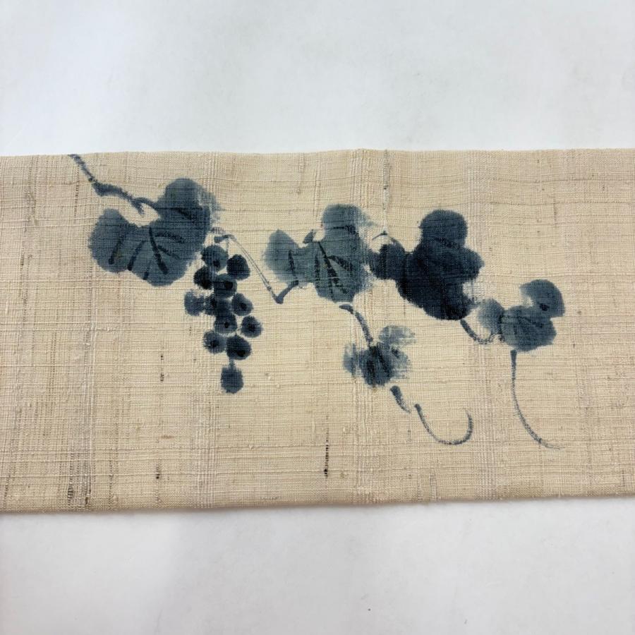 名古屋帯 秀品 落款あり 葡萄 ベージュ 正絹 中古 : リユースセレクト