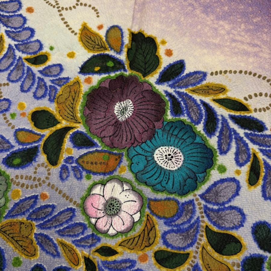 ★専用★美品 訪問着 辻が花 辻ヶ花 濃い藤色 絞り 身丈165.5cm 正絹 訪問着 身丈165cm 裄丈67cm M 袷 落款あり 辻が花柄 ぼかし 濃紫 正絹