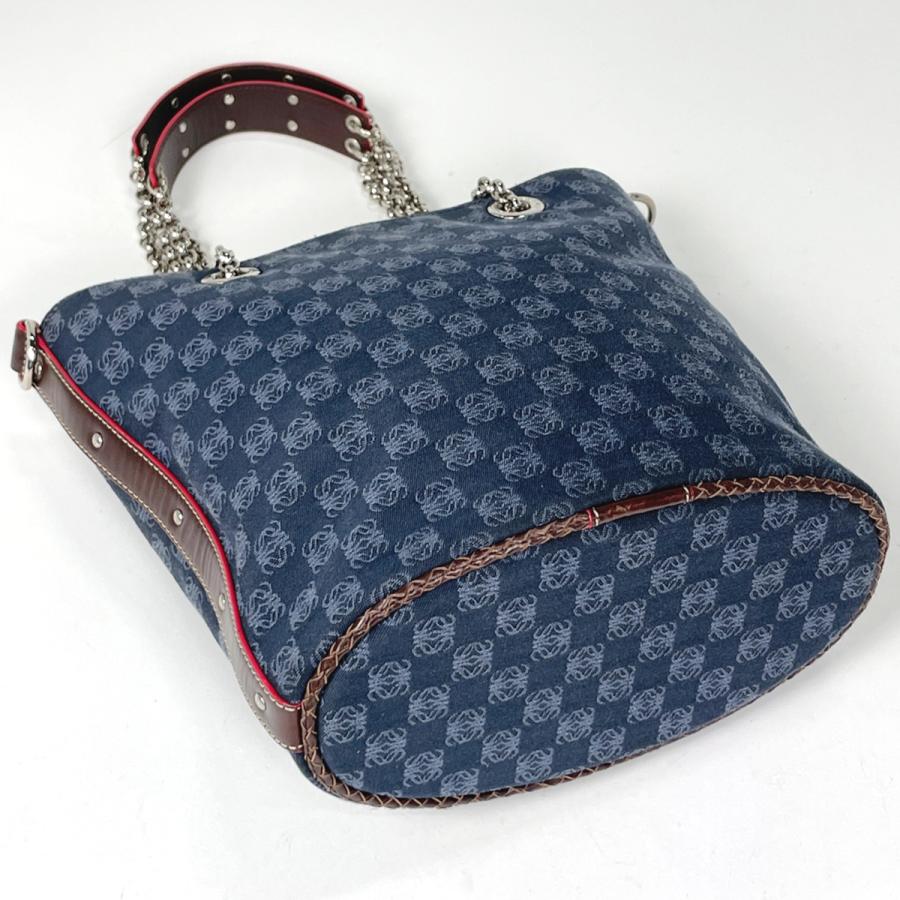 ロエベ LOEWE アナグラム レザー チェーンショルダー トートバッグ 超