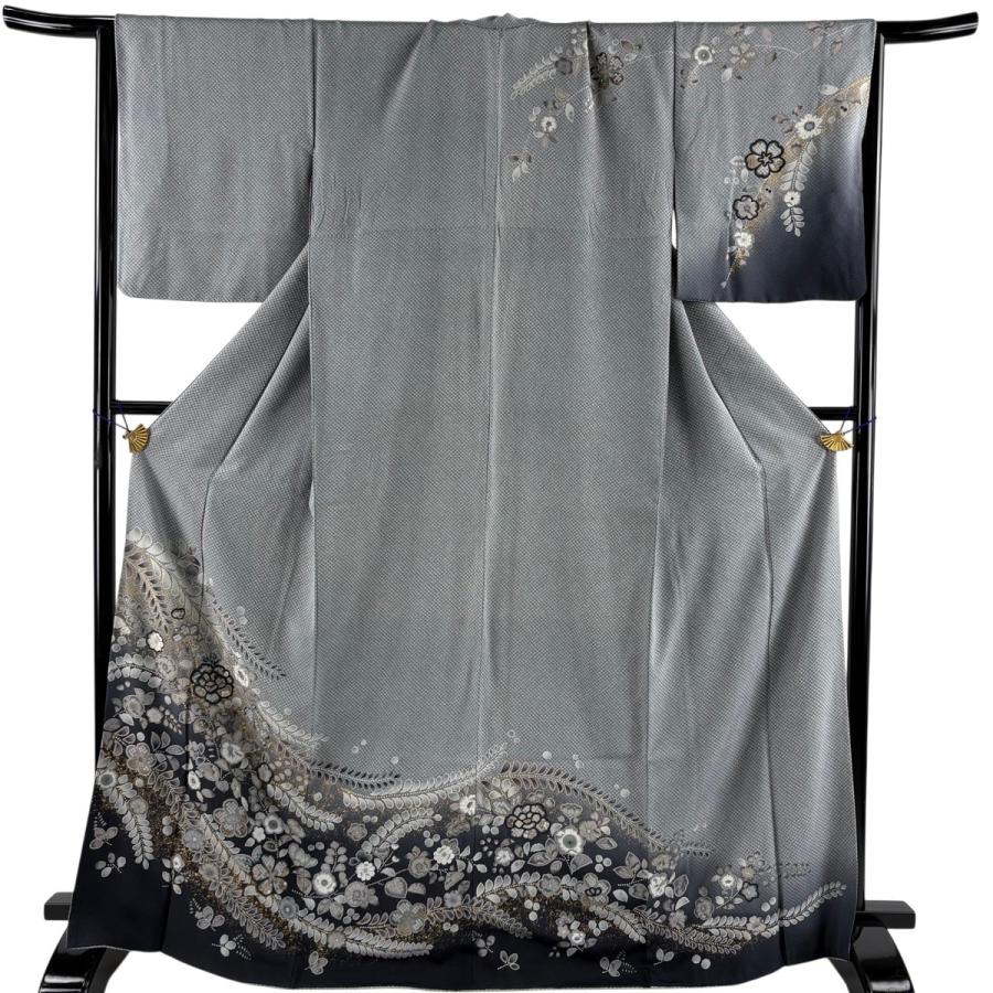 ☆専用☆訪問着 単衣 一斤染色 梅輪 アゲハ蝶 身丈161cm 裄丈65cm