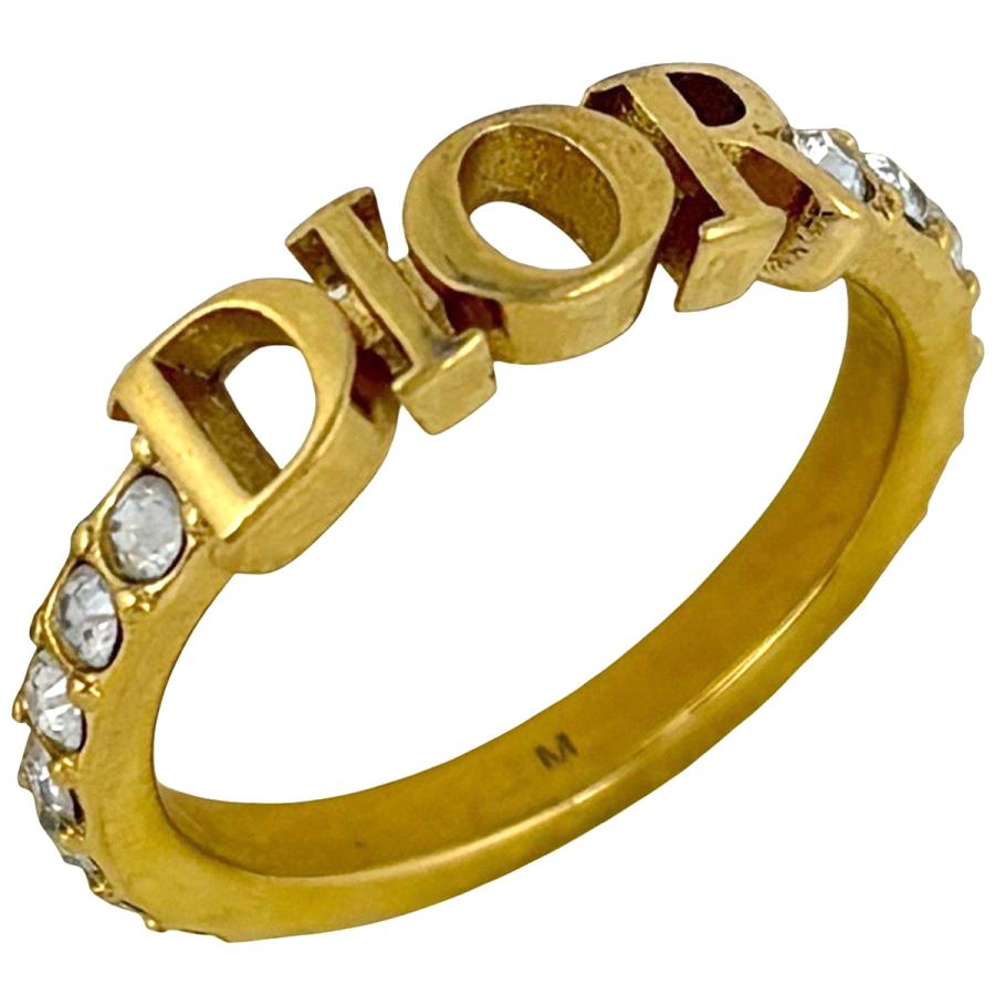 美品 Dior ディオール Dロゴ ストーン ゴールド リング 指輪 12号 Christian Dior（クリスチャン・ディオール） リング 指輪 12号 GP