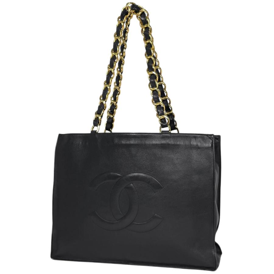 シャネル ココマーク トートバッグ エナメル 黒　デカココ CHANEL CHANEL（シャネル） トートバッグ ココマーク レザー ブラック