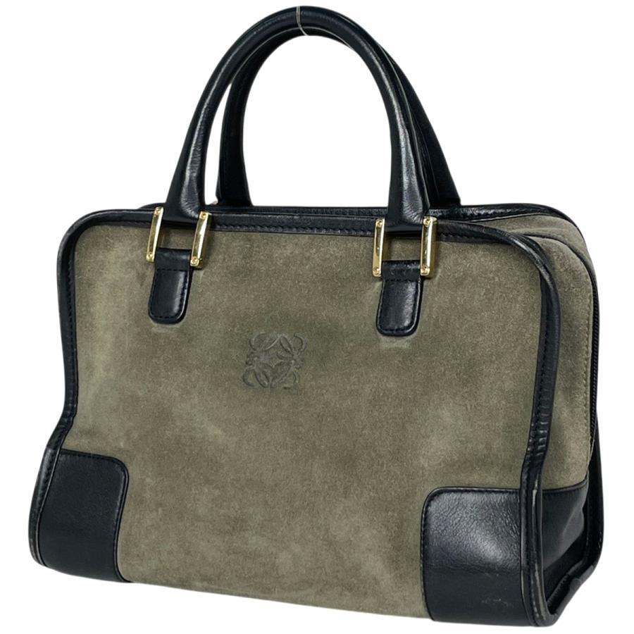 【LOEWE】 ロエベ アマソナ スエード 本革 ハンドバッグ（カーキ） LOEWE（ロエベ） アマソナ28 ハンドバッグ アナグラム ロゴ スエード