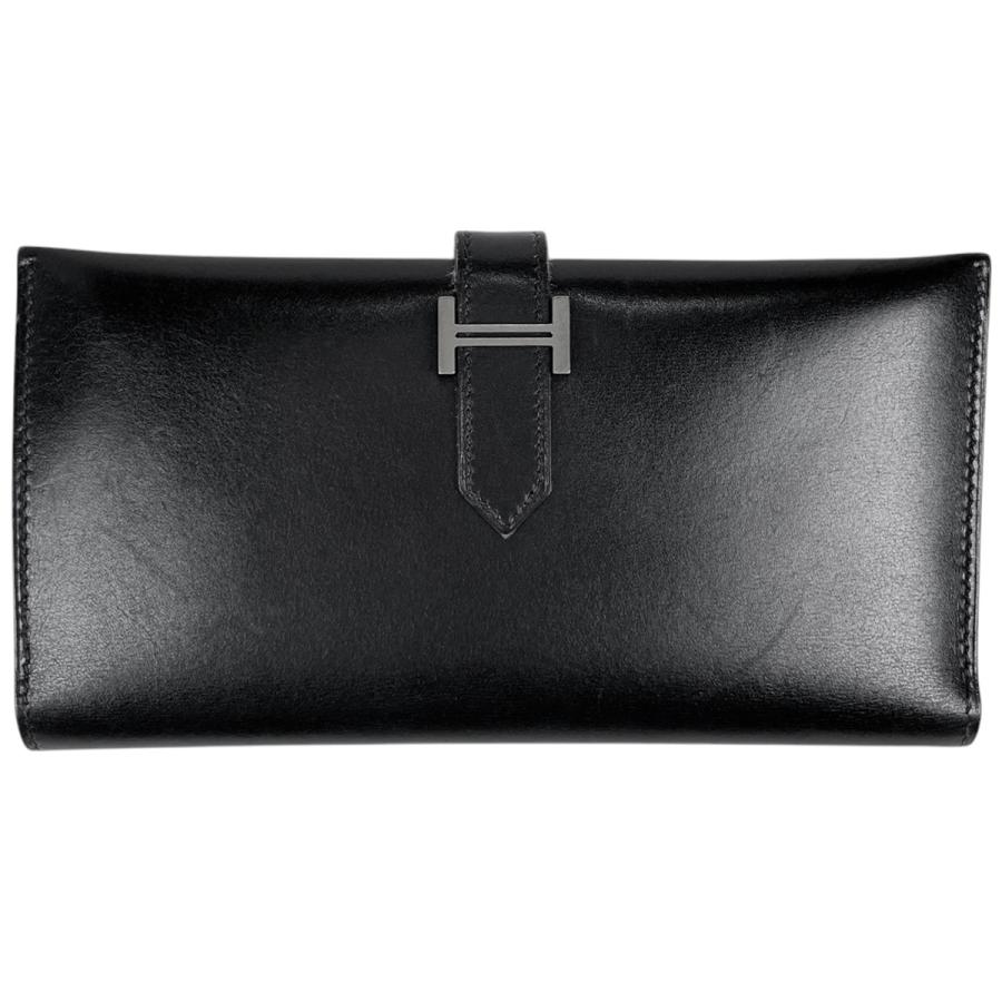 HERMES（エルメス） ベアン 長財布 ボックスカーフ ブラック □H 