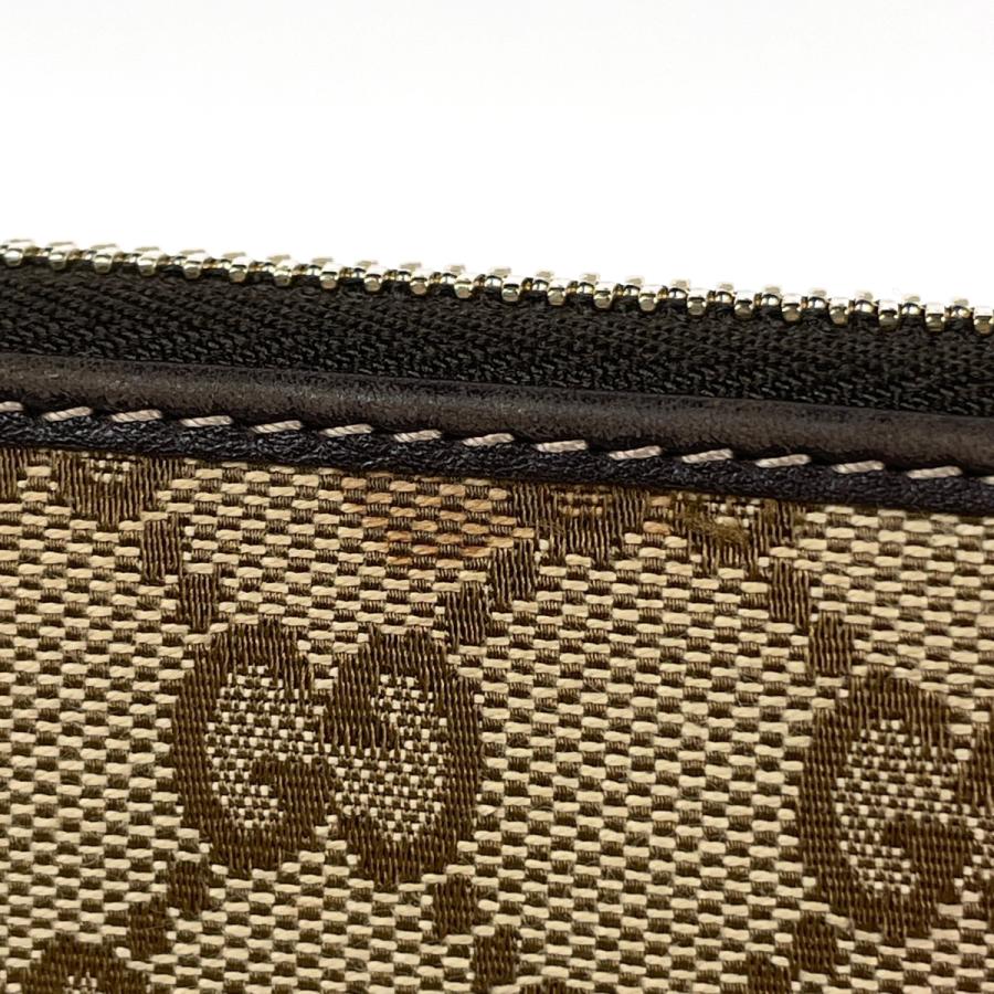 GUCCI 長財布 GG柄 キャンバス ラウンドジップ ブラウン レザー GUCCI（グッチ） 長財布 GG柄 ラウンドジップ GGキャンバス ブラウン