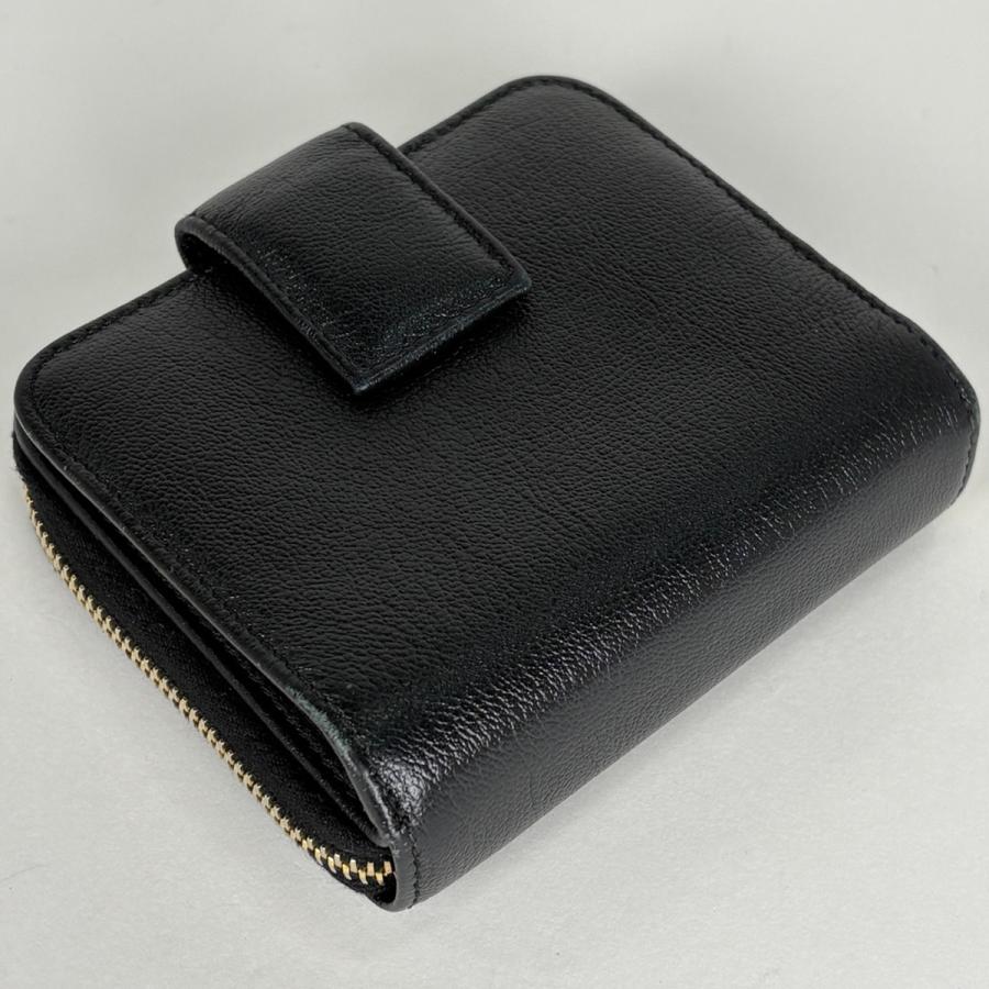 SAINT LAURENT 二つ折り財布 ブラック Yves Saint Laurent（イヴ・サンローラン） 二つ折り財布 レザー