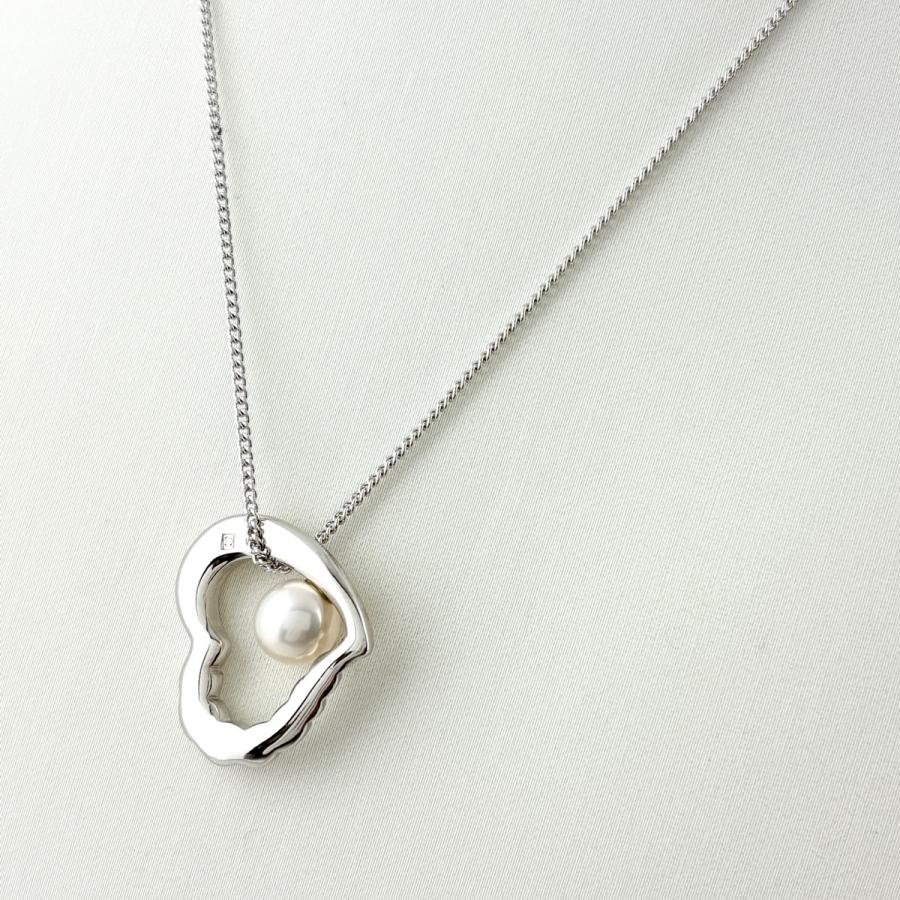 タサキ TASAKI パール シルバー ペンダント 真珠 ハートモチーフ