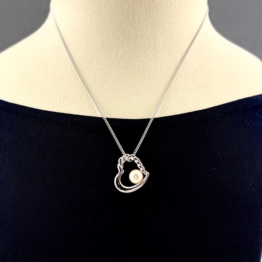 タサキ　アコヤパールSV ハート ペンダントネックレス レディース SV925 タサキ TASAKI ハートモチーフ シルバー ペンダント パール 真珠