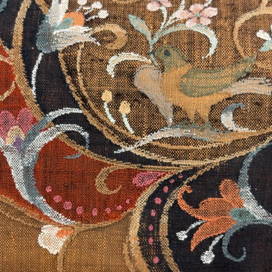 美品 名古屋帯 名品 渡文 落款あり 証紙あり 紬地 八寸名古屋帯 花喰い