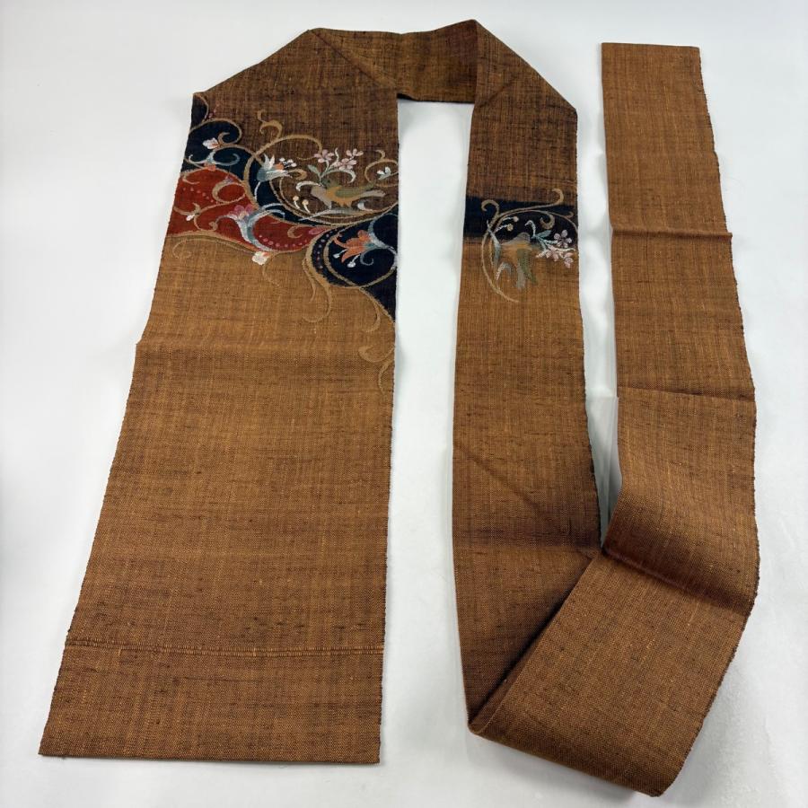 美品 名古屋帯 名品 渡文 落款あり 証紙あり 紬地 八寸名古屋帯 花喰い