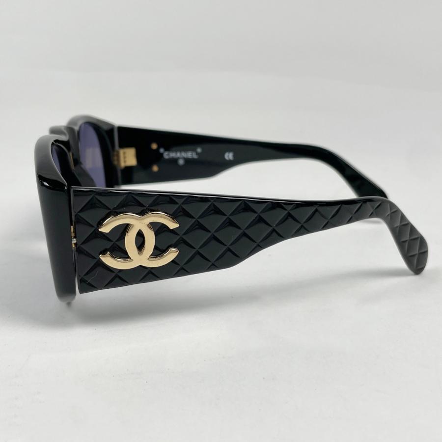 CHANEL シャネル マトラッセ サングラス プラスティック×ラムスキン 黒 CHANEL（シャネル） サングラス アイウェア マトラッセ プラスチック