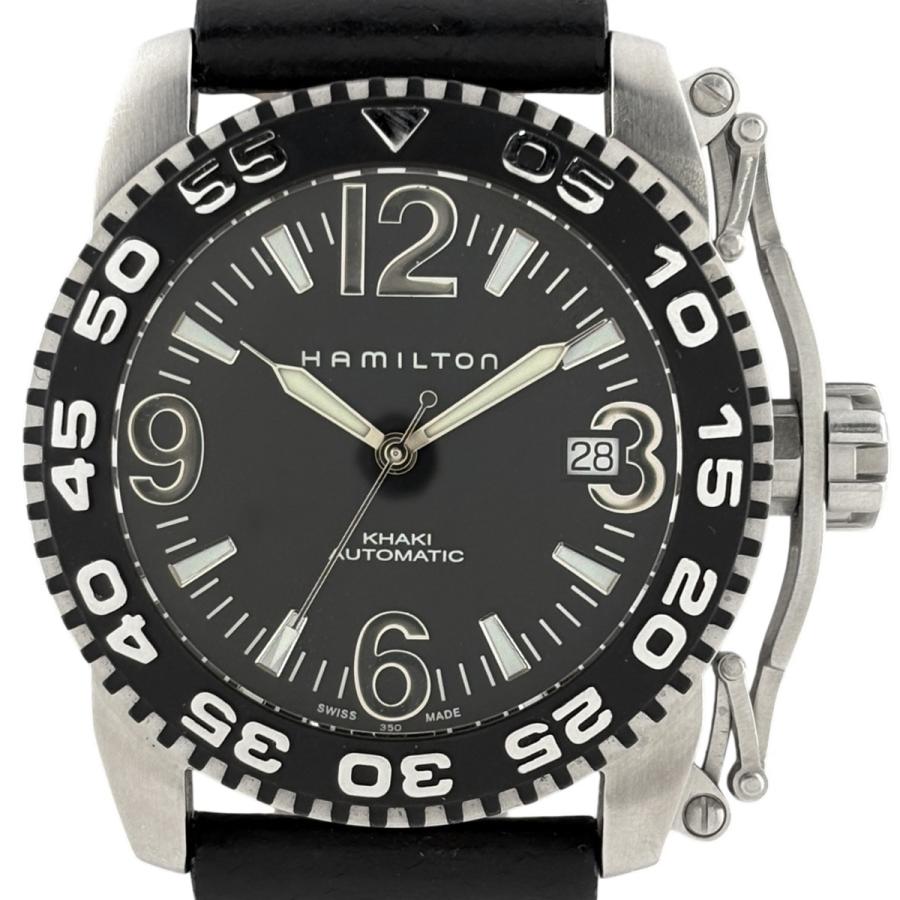 ハミルトン HAMILTON カーキ アクション H624550 腕時計 SS レザー 自動巻き ブラック メンズ 中古 | HAMILTON