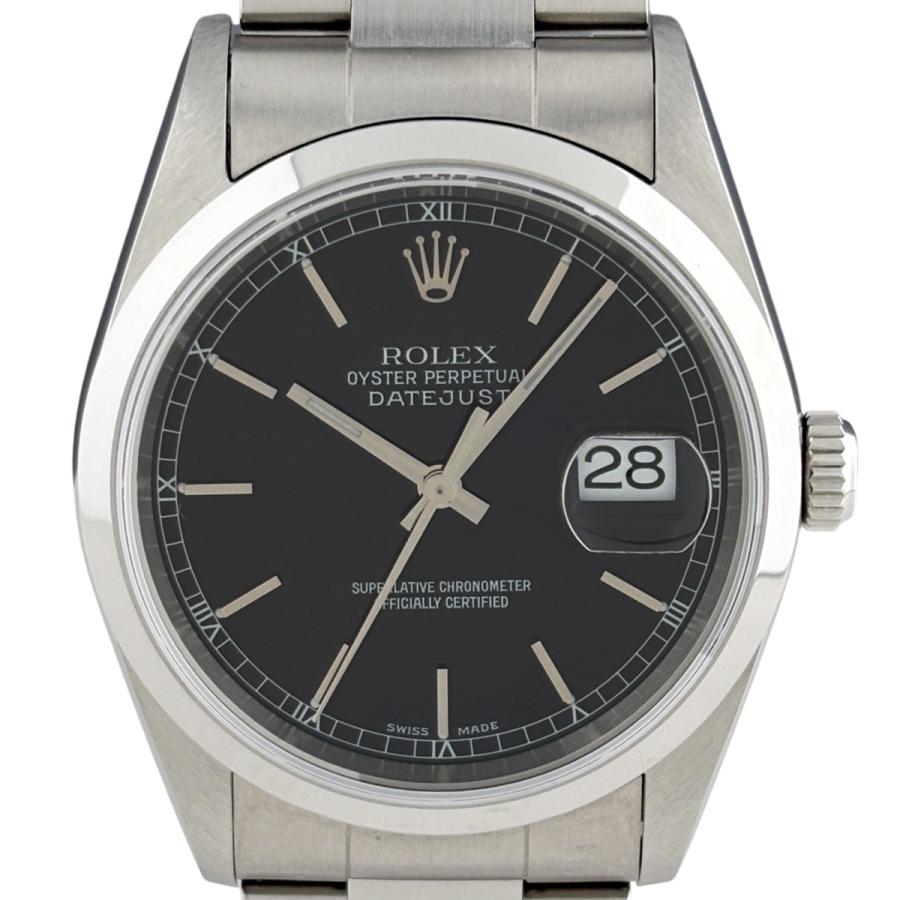 保証書 ロレックス ROLEX デイトジャスト 16200 腕時計 SS 自動巻き ブラック メンズ 中古 | ROLEX
