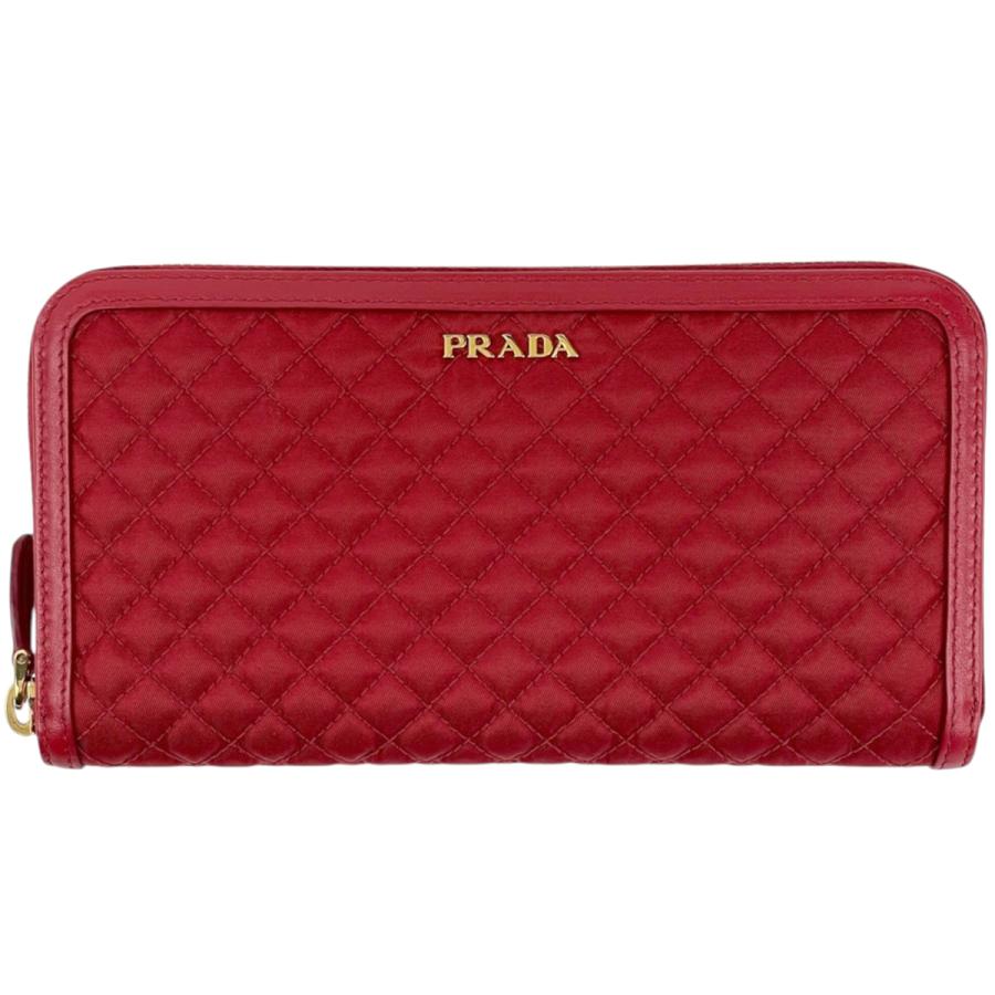 PRADA 長財布 キルティング レッド 箱 ギャランティーカード付き PRADA 長財布 キルティング レッド 箱 ギャランティーカード付き PRADA