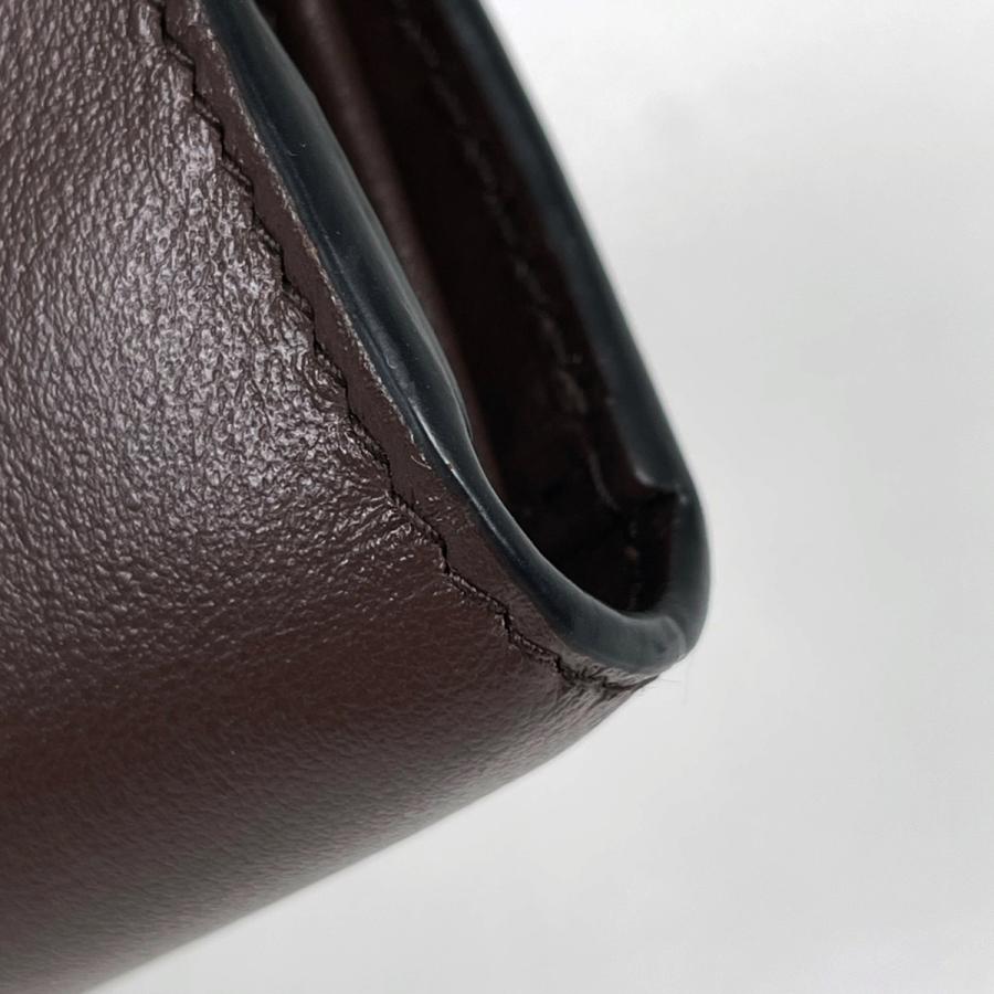 ミュウ Miu 三つ折り財布 ロゴ レザー ブラウン レディース 中古