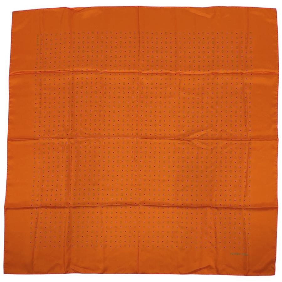 HERMES カレ スカーフ ドット柄 モチーフ HERMES（エルメス） カレ90 ドット柄 スカーフ シルク オレンジ マルチ
