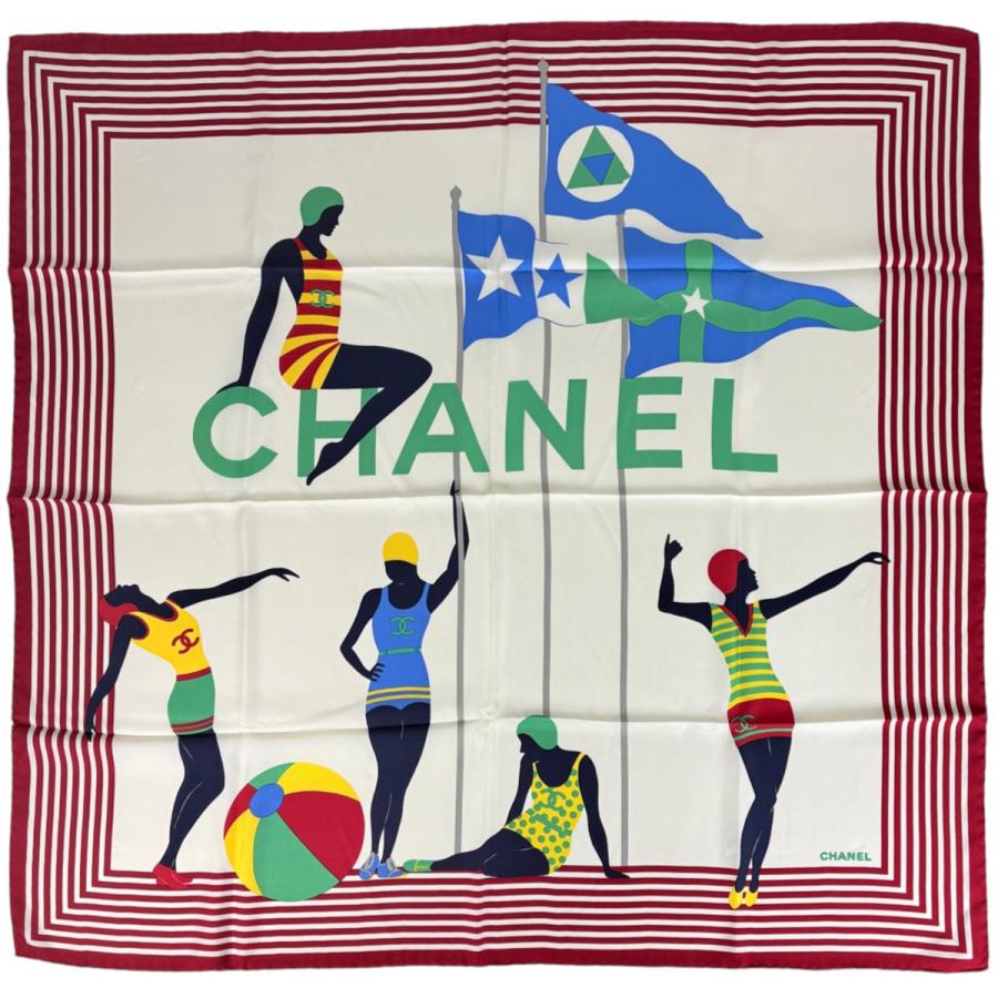 CHANEL（シャネル） スカーフ ココマーク シルク レッド マルチカラー