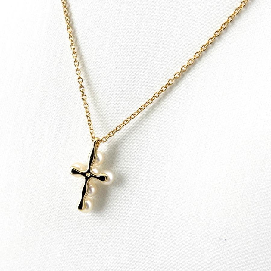 タサキ TASAKI クロスモチーフ YG イエローゴールド ペンダント パール