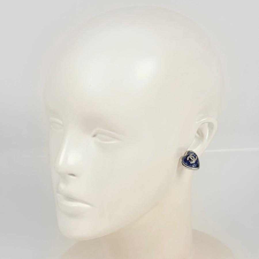 CHANEL シャネル ピアス ハート ラインストーン シルバー CHANEL（シャネル） ピアス ココマーク ハート シルバーメッキ ライン