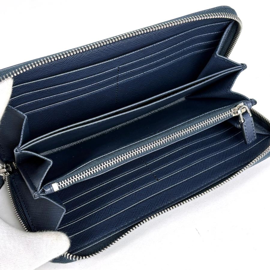 PRADA（プラダ） 長財布 ラウンドジップ サフィアーノレザー ネイビー
