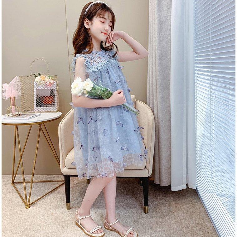子供服 ワンピース ピンク 160 韓国子ども服 キッズ 女の子 夏服 レースワンピース 蝶々 子供ドレス 結婚式 誕生日 ベビー服 ジュニア お姫様 残りわずか