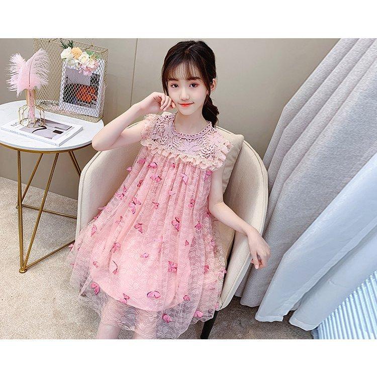 子供服 ワンピース ピンク 160 韓国子ども服 キッズ 女の子 夏服 レースワンピース 蝶々 子供ドレス 結婚式 誕生日 ベビー服 ジュニア お姫様 残りわずか