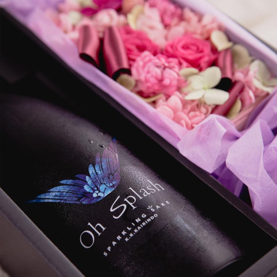 送料無料 プリザーブドフラワー ハーフ とOhsplash720ml ラッピング付