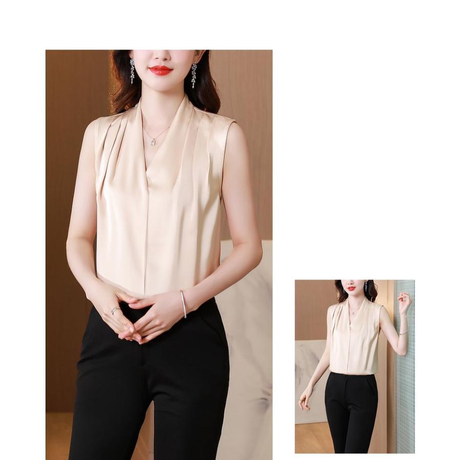 新品未使用　BLAMINK Ｖネックノースリーブブラウス kakay477869-01.jpg