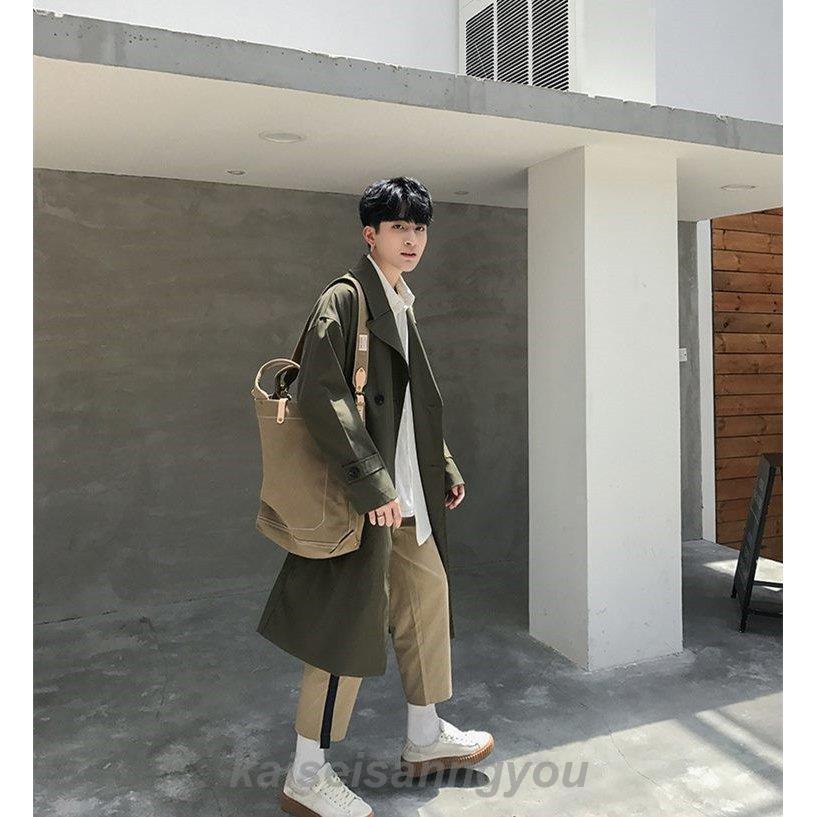 トレンチコート メンズ コート ロングコート 薄手 秋服 3色 無地