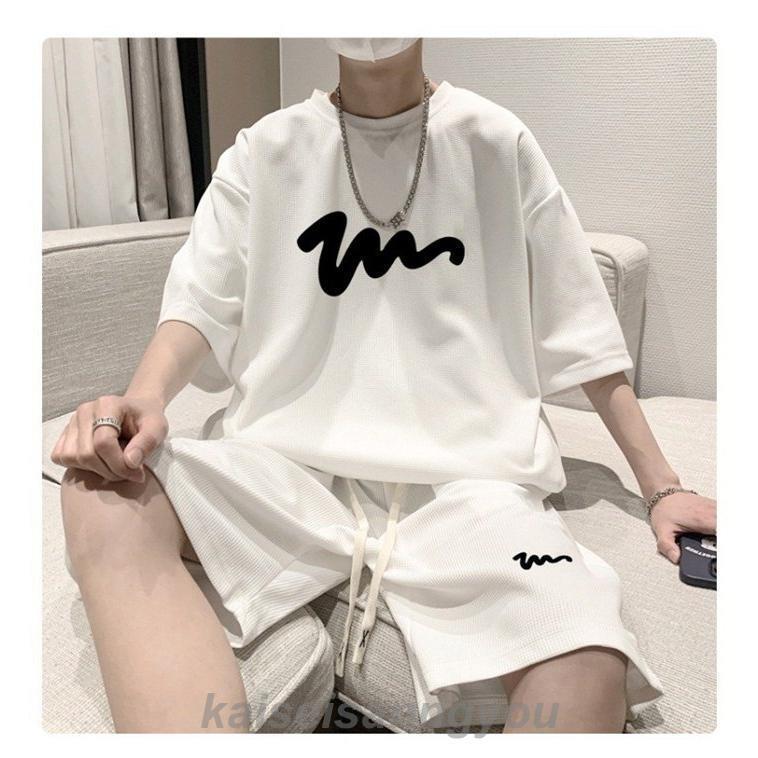上下セット メンズ ゆったり ハーフパンツ Tシャツ 半袖 夏 韓国